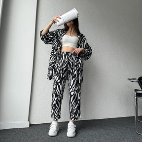 Stylish Zebra Print Coordinated Set Trendy Gown inner & Trousers