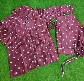 Heart Night Suit Set (3 PCs)