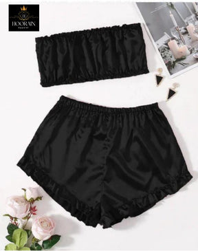 FRILL TRIM TUBE TOP & SHORTS SET