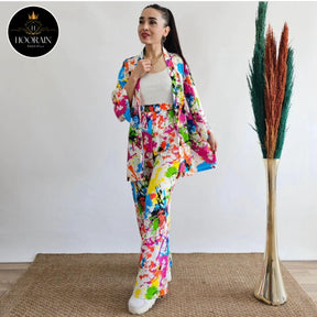 Vibrant Abstract Print Women 3-Piece Suit - Stylish and Comfortable Outfit Set